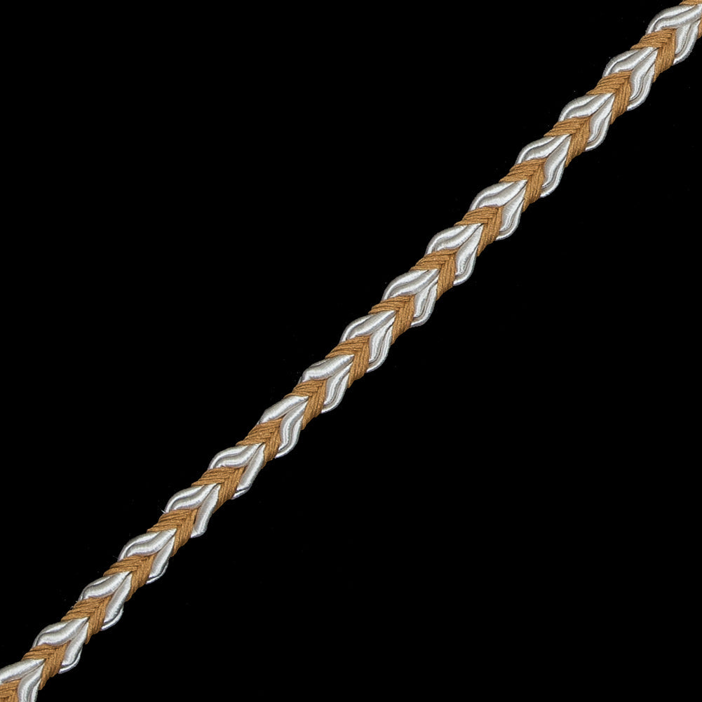 Mustard and White Two-Tone Braided Trim - 0.25"