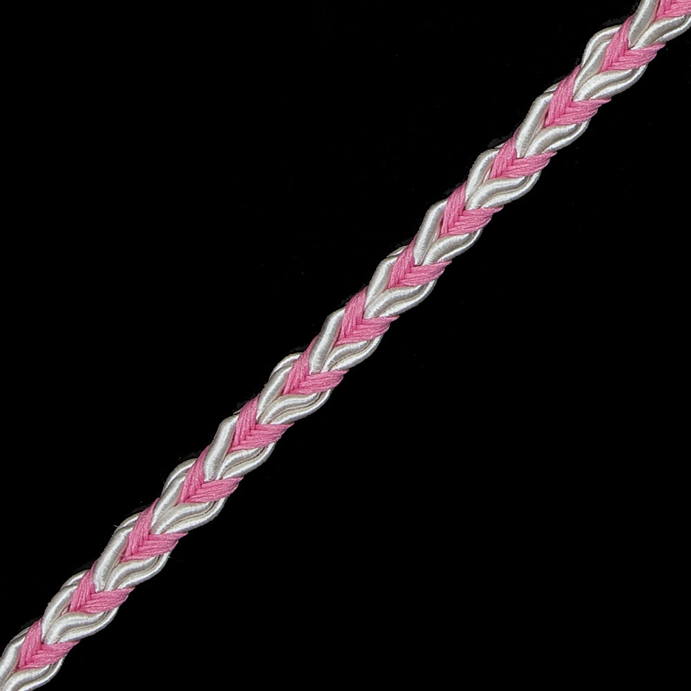 Light Pink and White Two-Tone Braided Trim - 0.25"