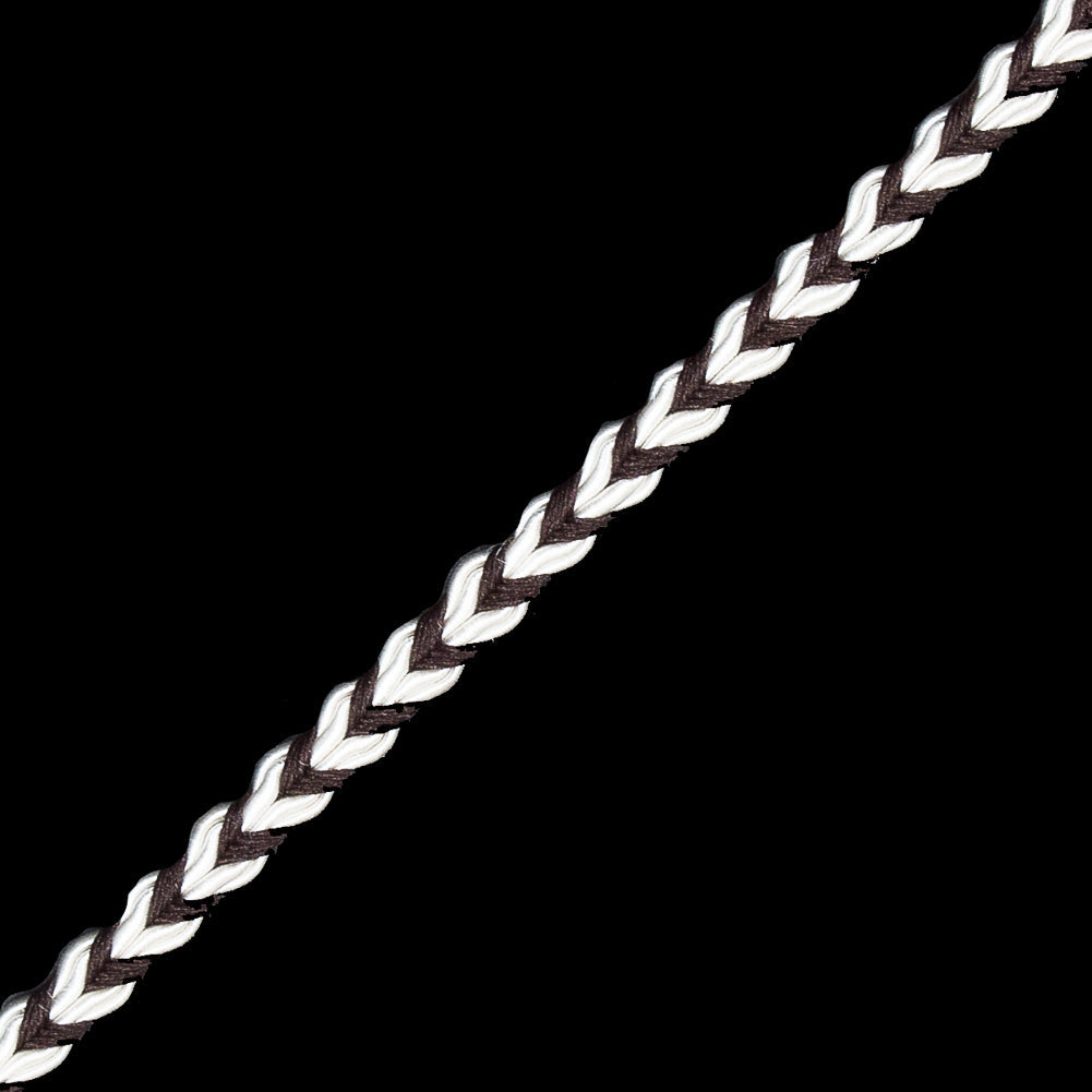 Brown and White Two-Tone Braided Trim - 0.25"