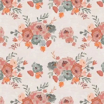 Cotton Print Bud To Bloom Bouquets Wideback Fabric