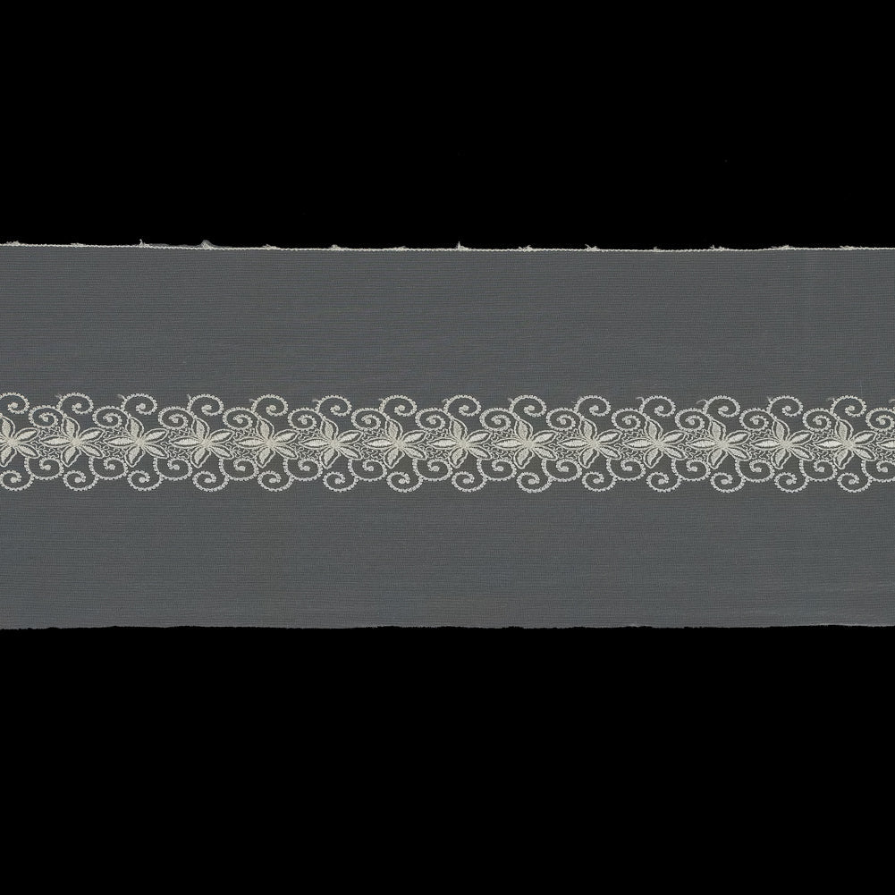 Off-White Floral Embroidered Mesh Trim