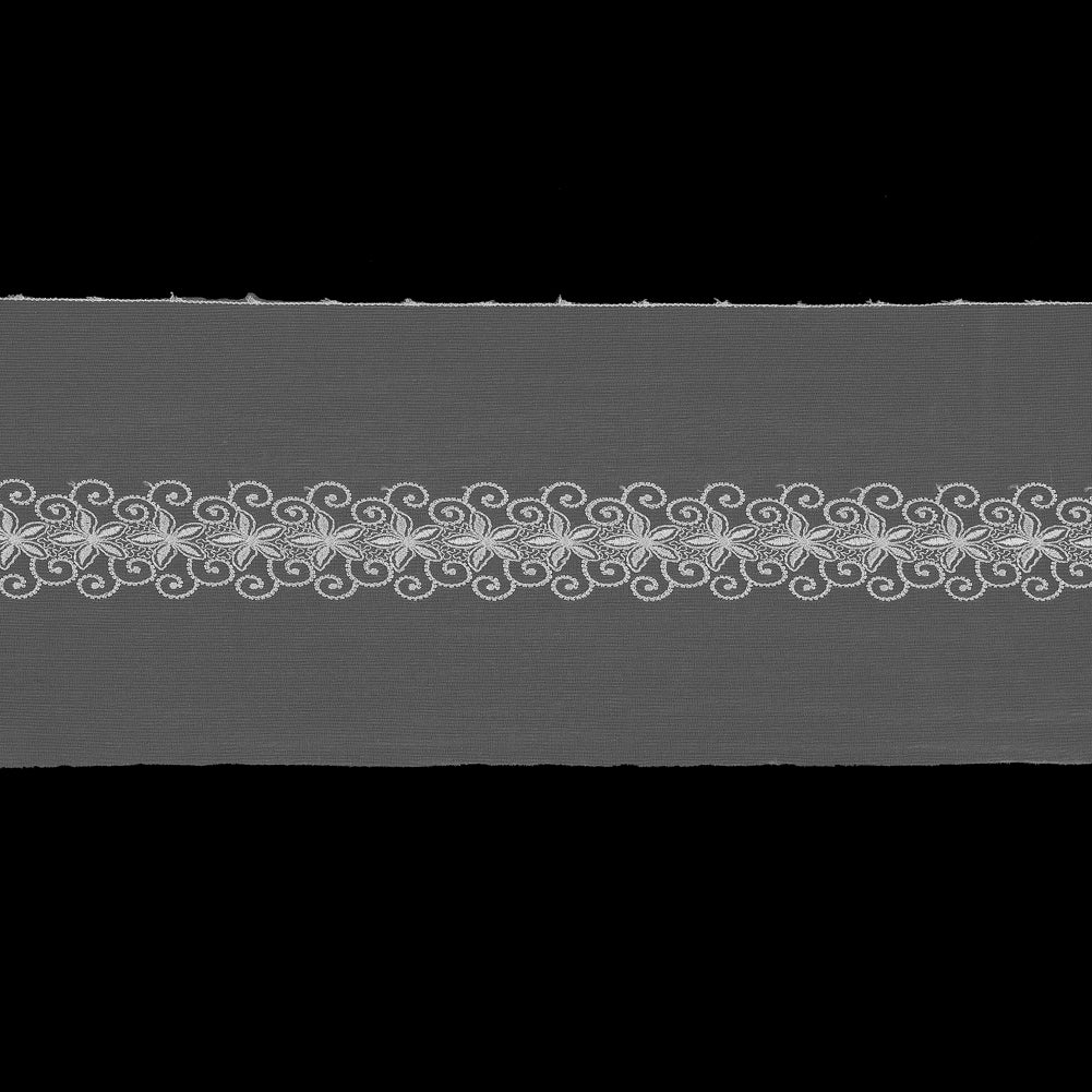 White Floral Embroidered Mesh Trim
