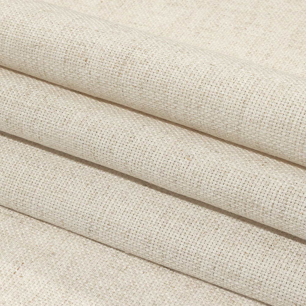 Cream Polyester Basketwoven Tweed