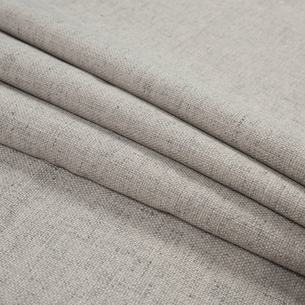 Silver and Beige Polyester Basketwoven Tweed