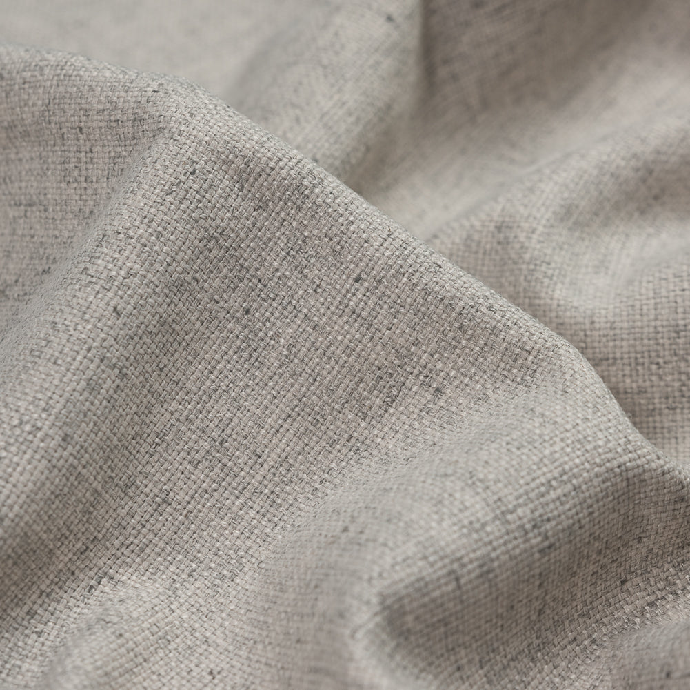 Silver and Beige Polyester Basketwoven Tweed