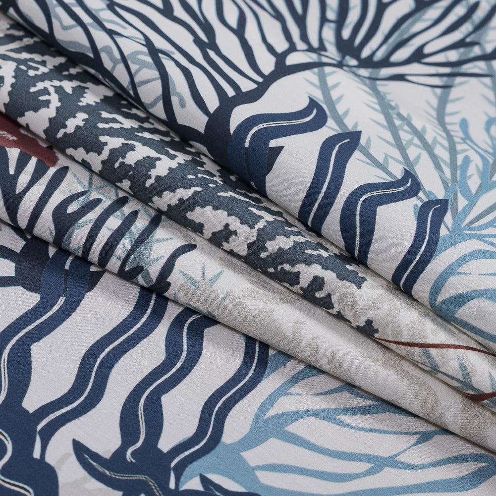 European Parisian Night and Mahogany Coral Reef Cotton Poplin
