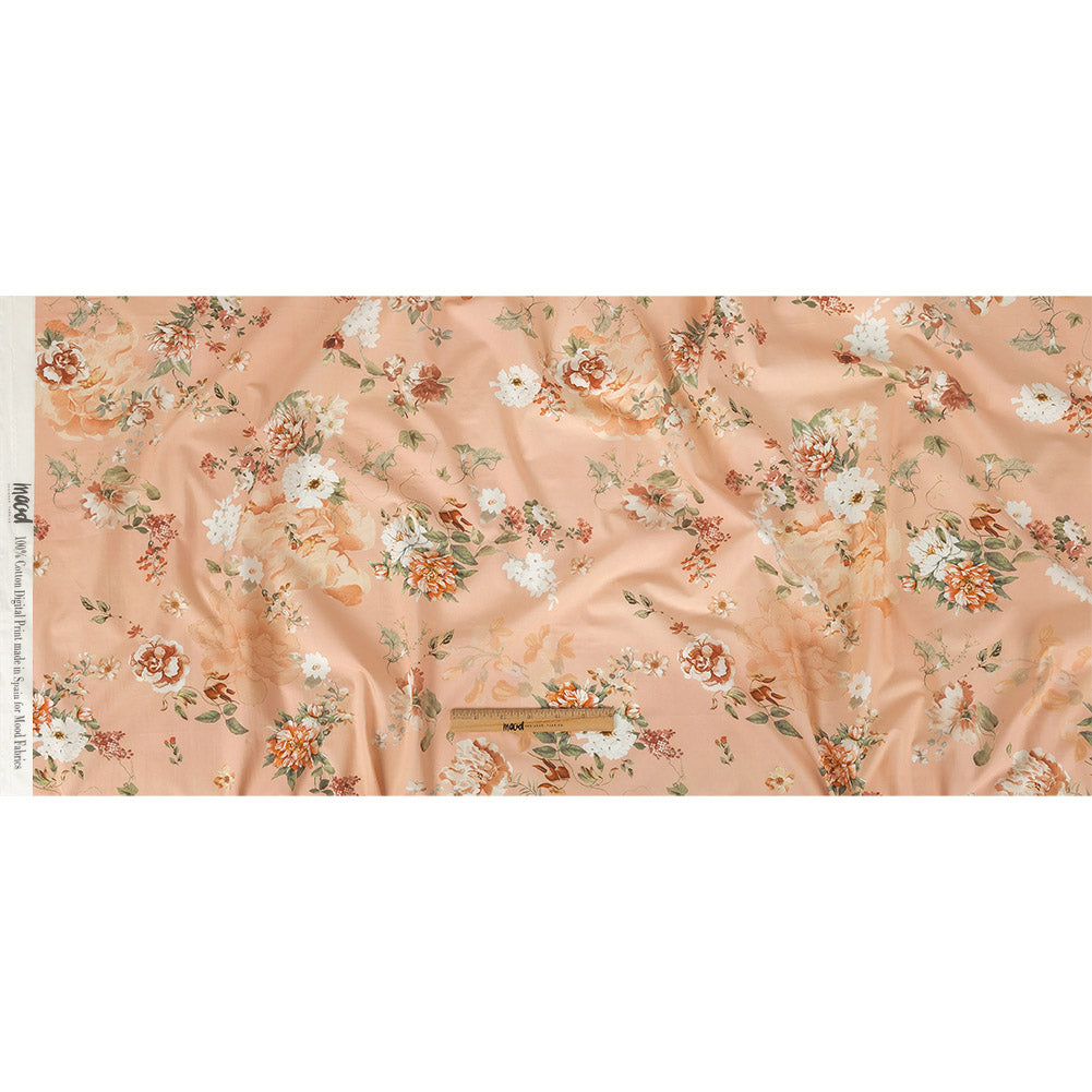 Cotton Poplin - Peach Pink Floral - Flores de las Montanas Print - Mood Exclusive Felipe Collection