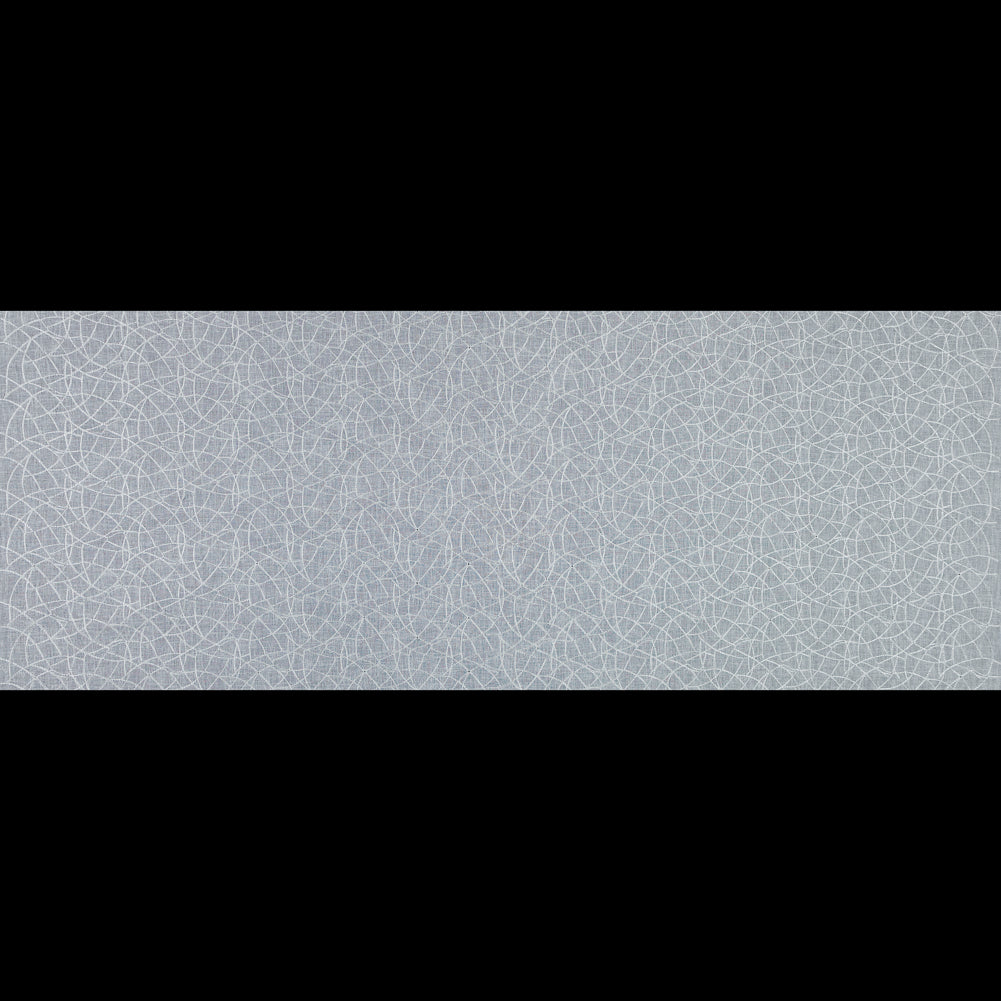 White and Metallic Silver Embroidered Drapery Sheer