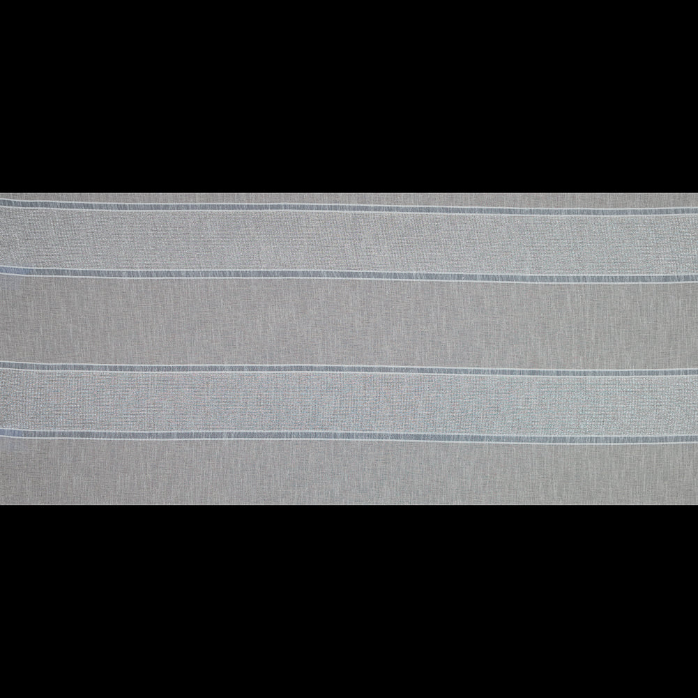 Natural and Metallic Silver Awning Striped Drapery Sheer