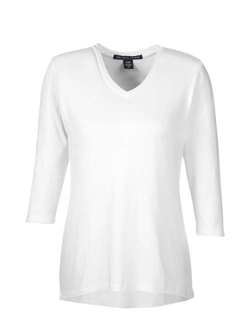 Devon & Jones Women's Perfect Fit Bracelet-Length V-Neck Top