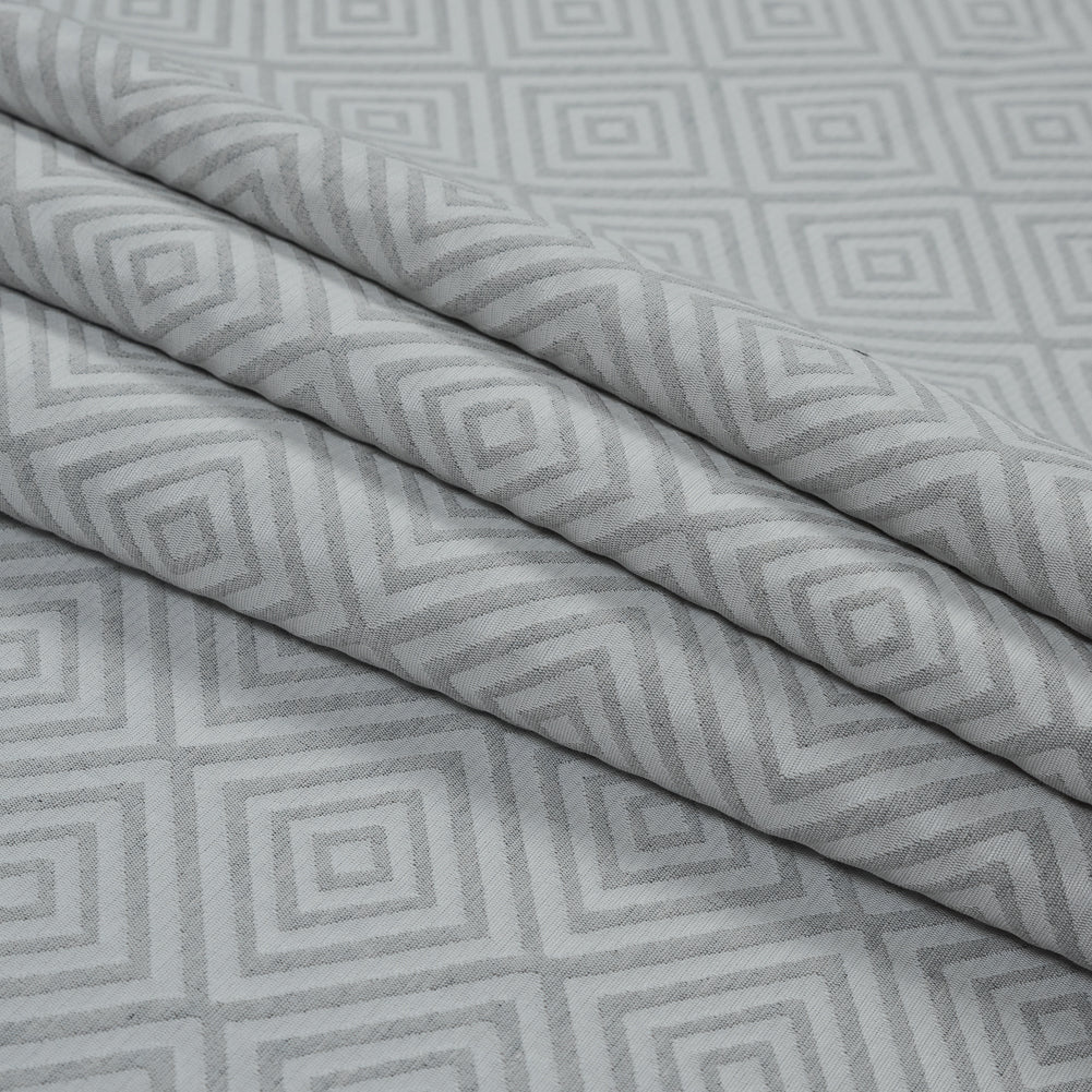 Gray and Off-White Diamond Patterned Jacquard