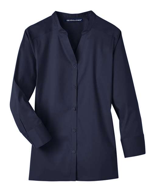 Devon & Jones Women's Crown Collection Stretch Broadcloth Three-Quarter Sleeve Blouse