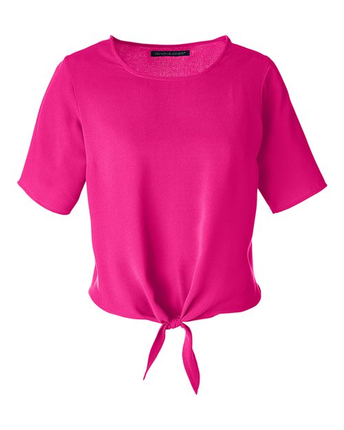 Devon & Jones Women's Perfect Fit Tie Front Blouse