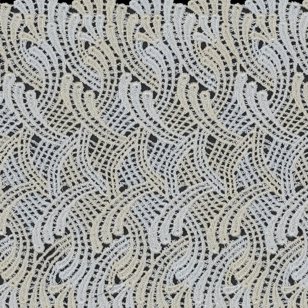 Bright White and Pear Sorbet Venise Lace Trim - 6"