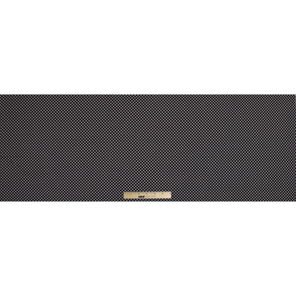 Cotton Voile - Black and Orange Geometric Lattice