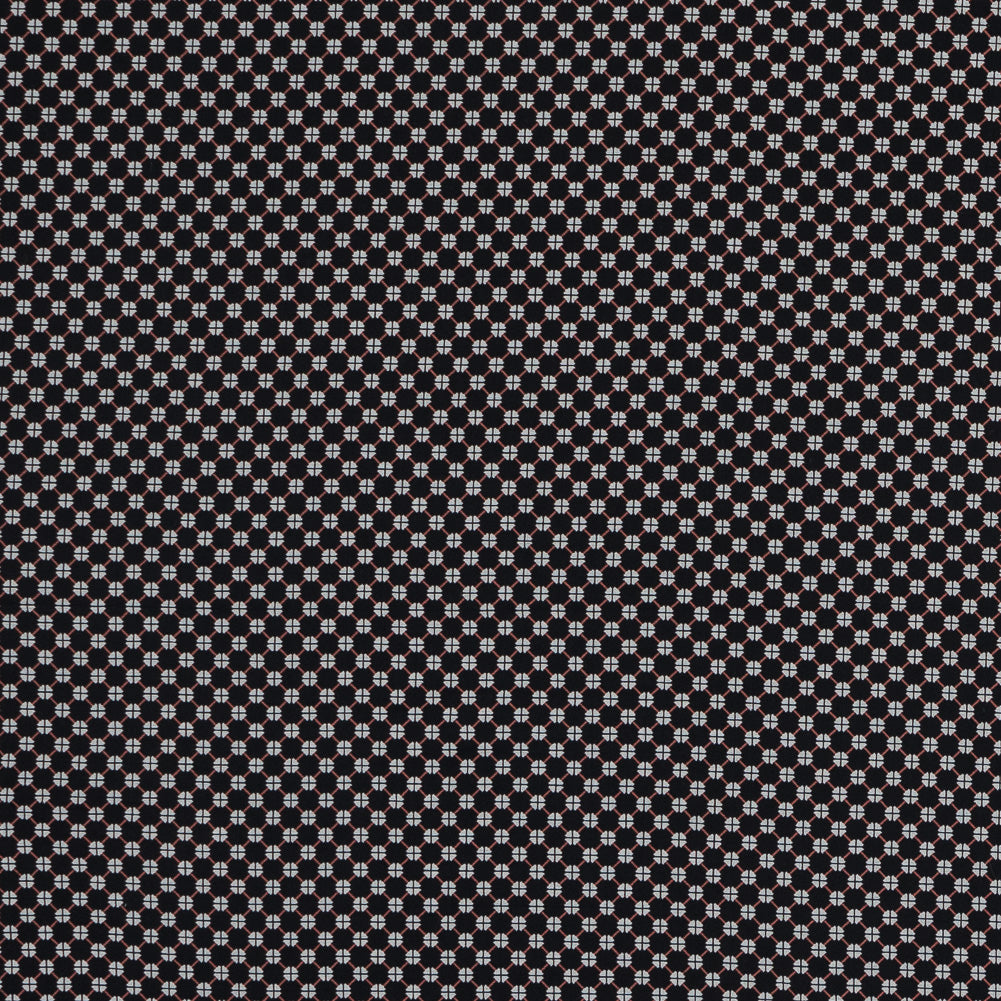 Cotton Voile - Black and Orange Geometric Lattice