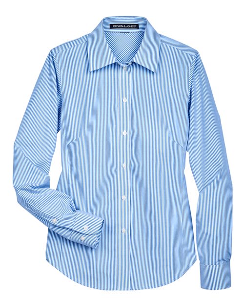 Women's Crown Collection Banker Stripe Woven Dress Shirt