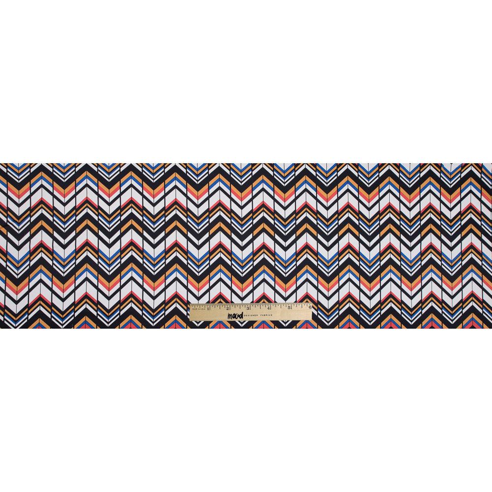Yellow, Red and Blue Chevron Stretch Cotton Sateen