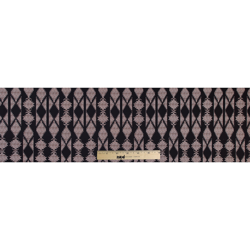 Black and Brown Geometric Stretch Cotton Twill