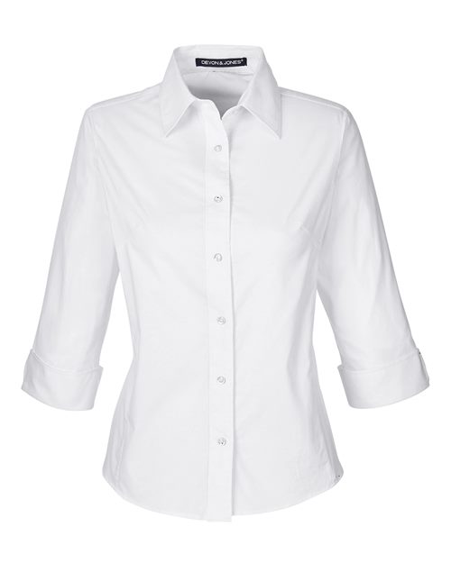 Devon & Jones Women's Perfect Fit Three-Quarter Sleeve Stretch Poplin Dress Shirt