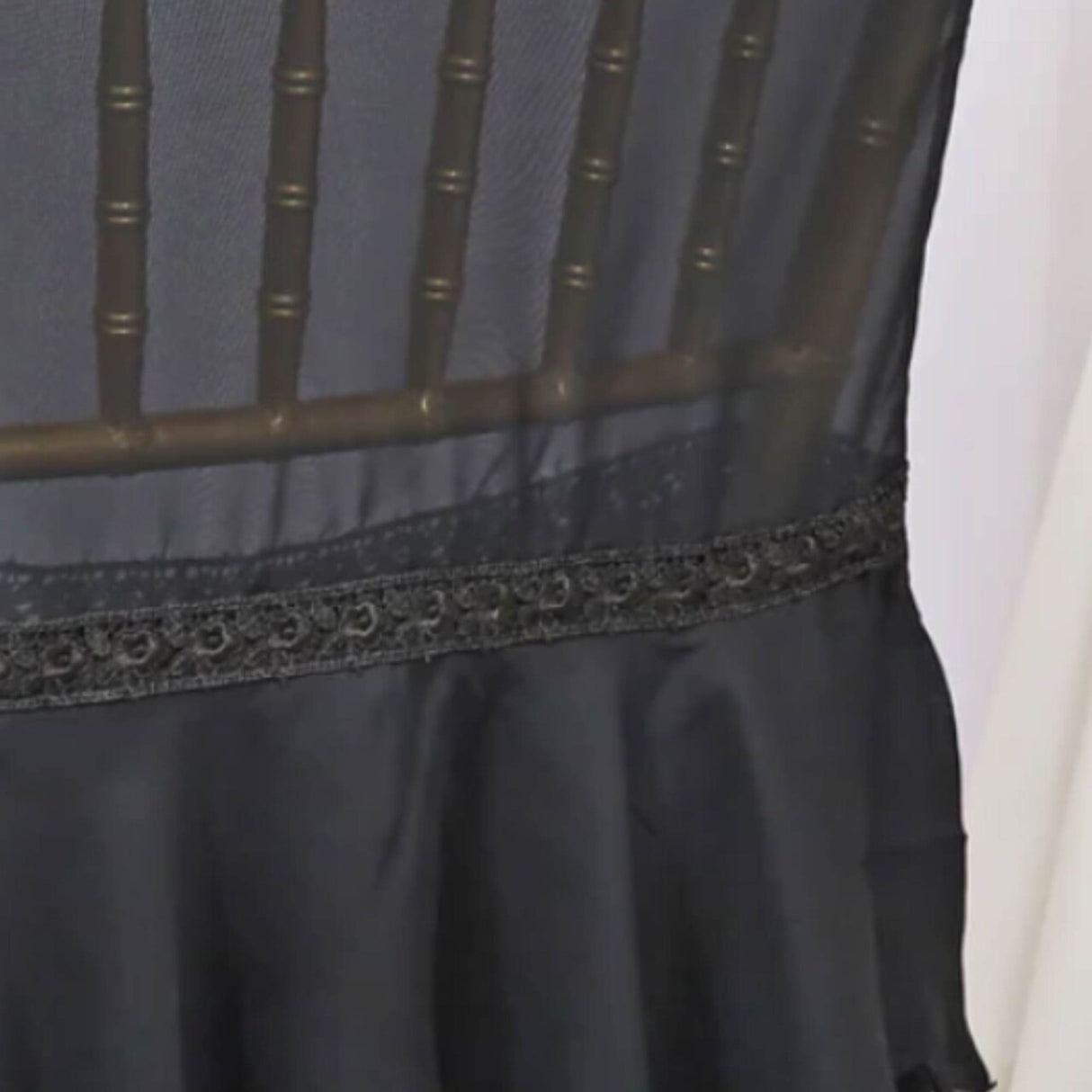 1 Piece Elegant Black Chiffon Chiavari Chair Cover with Sash Sheer Draped Accent