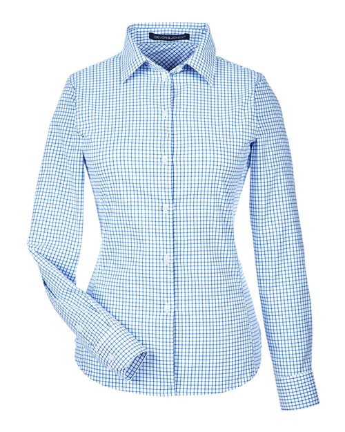 Devon & Jones Women's CrownLux Performance Micro Windowpane Woven Dress Shirt
