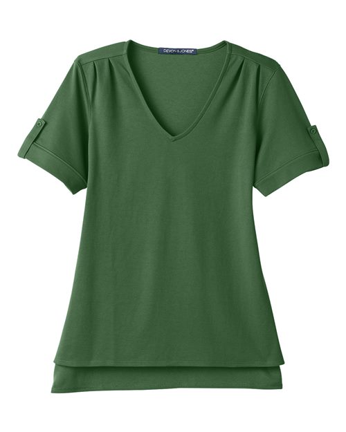 Devon & Jones Women's CrownLux Performance Plaited Rolled Sleeve Shirt