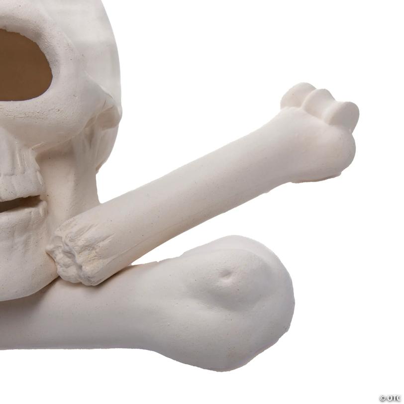 11" Ceramic Skull & Bones Fire Log Halloween Decoration