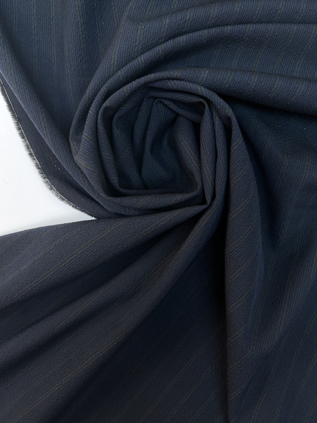Italian Wool Blue Black Striped Fabric