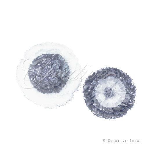 12",16" Metallic Tissue Starburst Flowers-2 Pcs/Set (Silver)