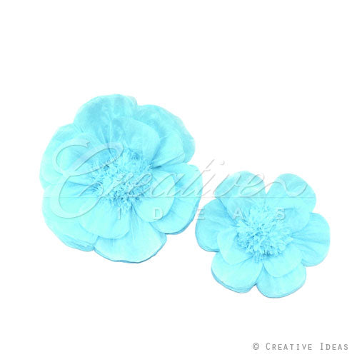 12",16" Tissue Scallop Flowers-2 Pcs/Set (Blue)