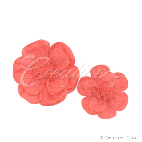 12",16" Tissue Scallop Flowers-2 Pcs/Set (Coral)