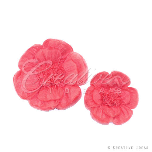 12",16" Tissue Scallop Flowers-2 Pcs/Set (Fuchsia)