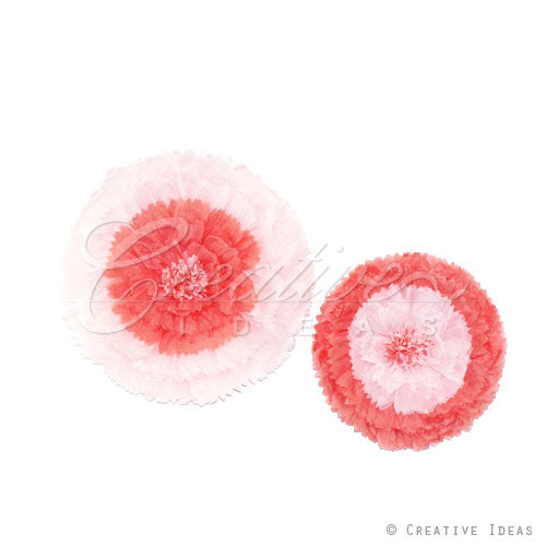 12",16" Tissue Starburst Flowers-2 Pcs/Set (Coral)