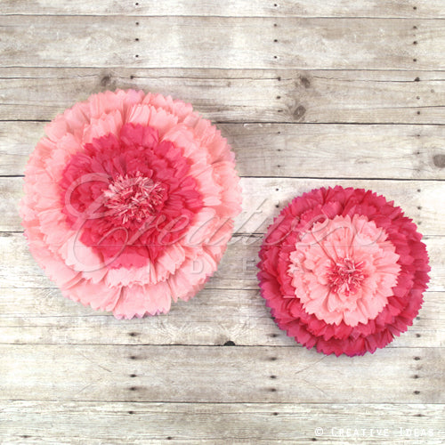12",16" Tissue Starburst Flowers-2 Pcs/Set (Fuchsia)