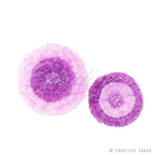 12",16" Tissue Starburst Flowers-2 Pcs/Set (Purple)