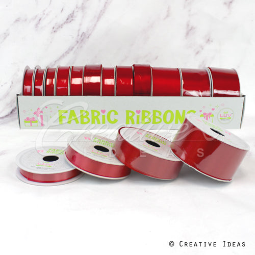 12 Rolls Satin Ribbons Multiple Size & Put-Up (Vibrant Red)