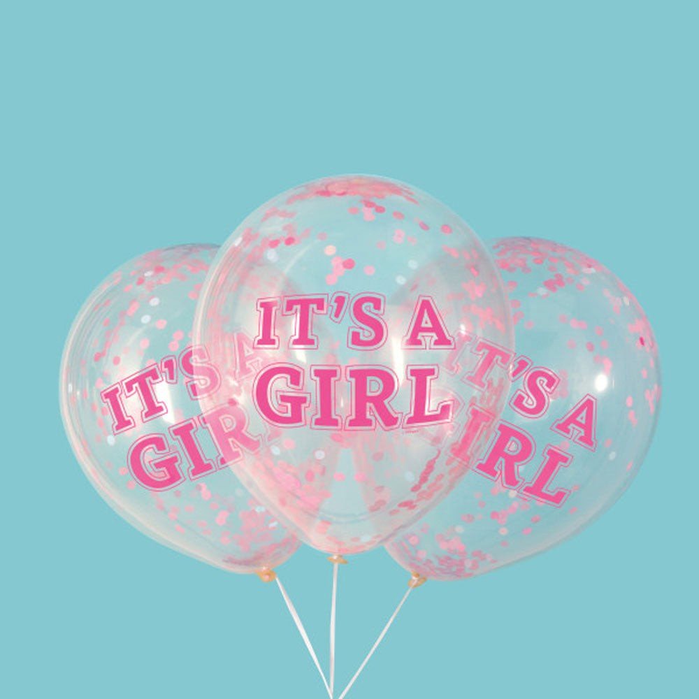 Latex Balloons Girls It's A Girl Confetti 12 Inch