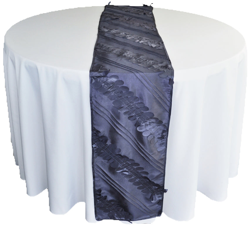 Taffeta Table Runner 12x108 Pewter/Charcoal