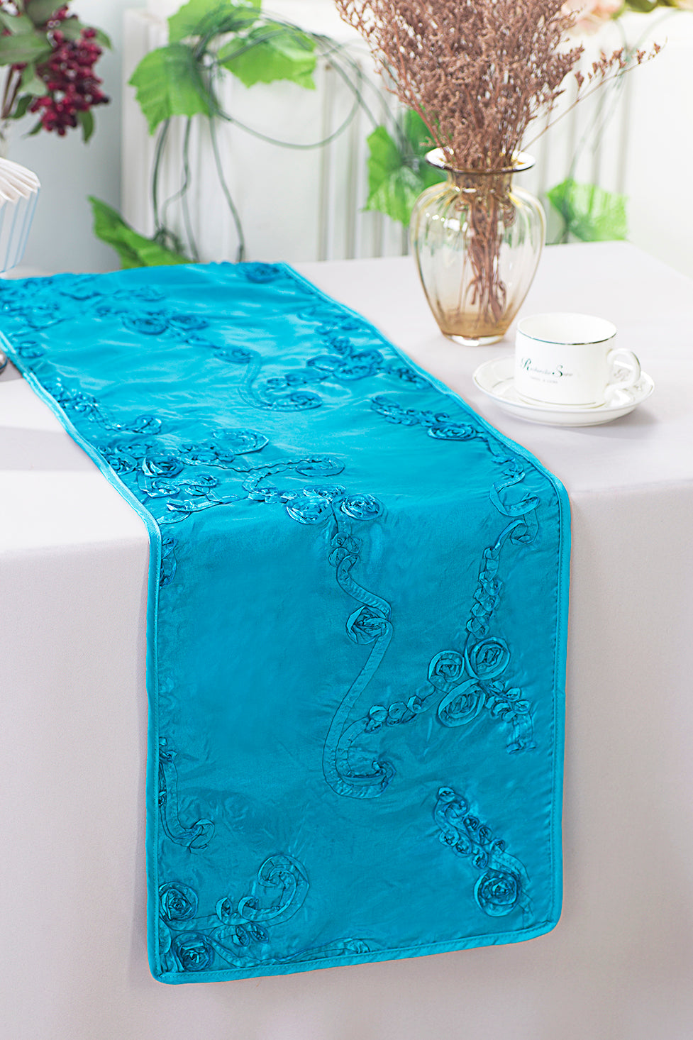Taffeta Table Runner 12x108 Turquoise