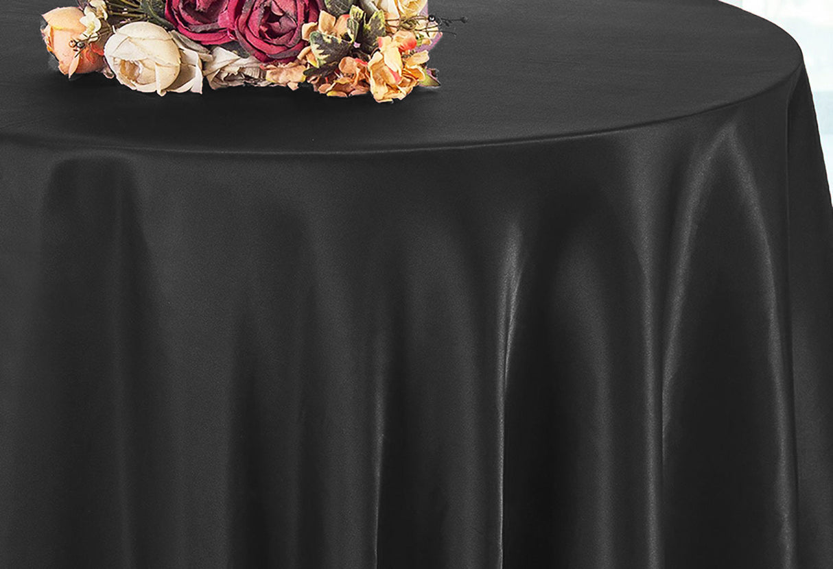 Round Satin Tablecloth 120" Black
