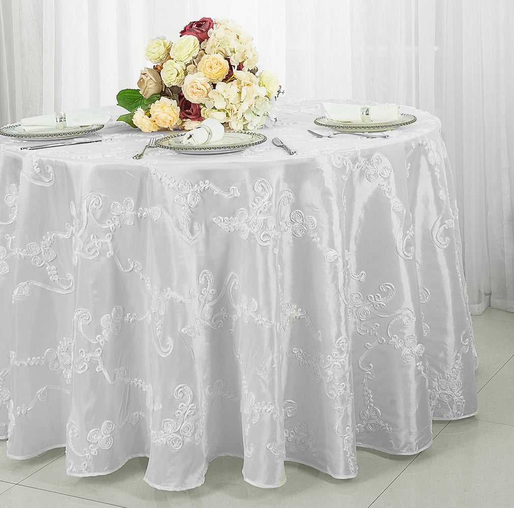 Round Taffeta Tablecloth 120" White