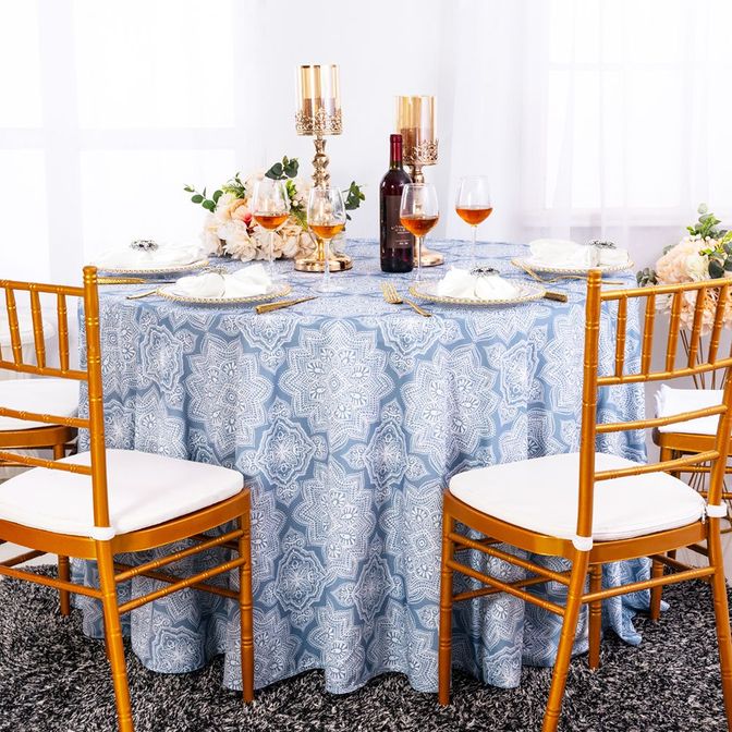 Round Scuba Tablecloth 132" Dusty Blue