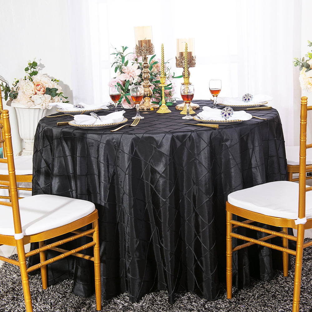 Round Pintuck Taffeta Tablecloth Black 108