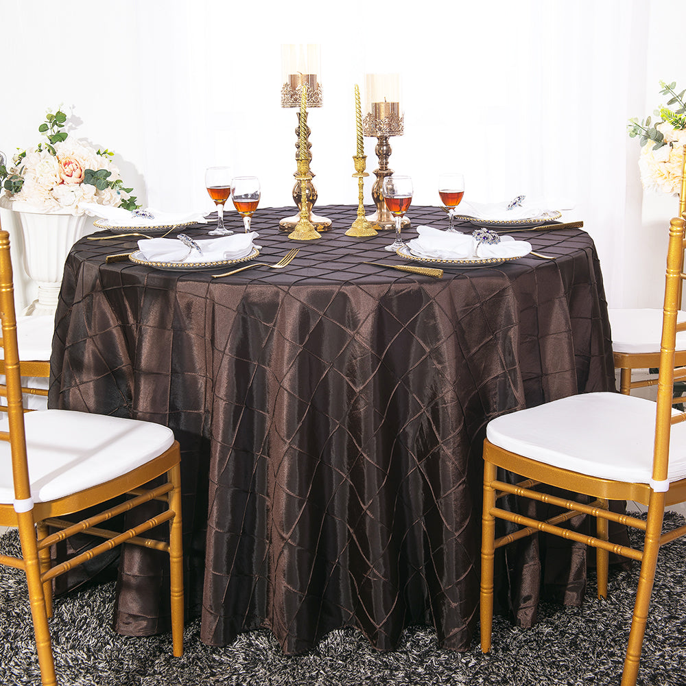 Round Pintuck Taffeta Tablecloth 90" Chocolate