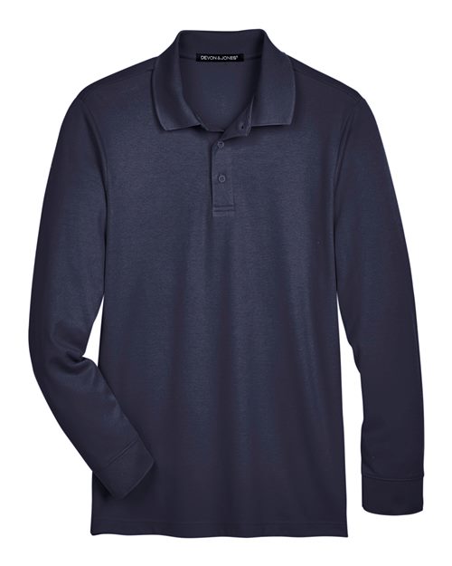 Devon & Jones Men's Tall CrownLux Performance Plaited Long Sleeve Polo