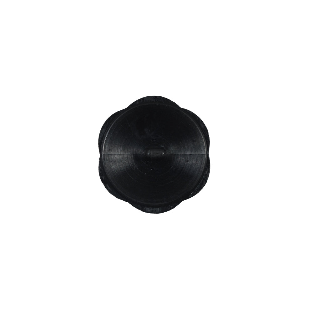 Italian Black Floral Beveled Shank Back Button - 24L/15mm