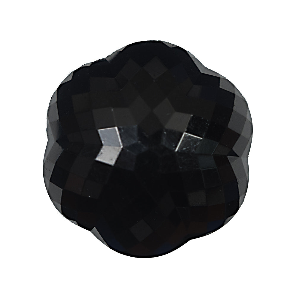 Italian Black Floral Beveled Shank Back Button - 48L/30.5mm