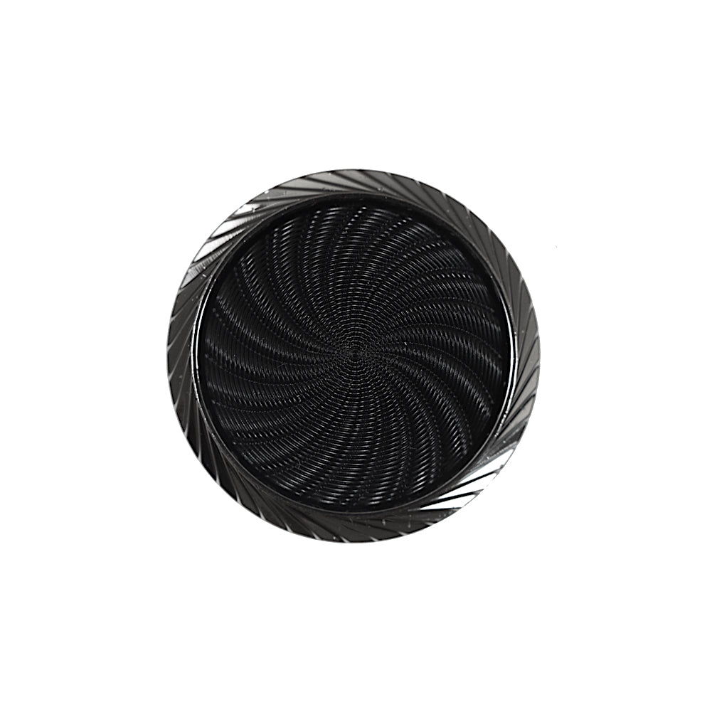 Italian Black and Silver Plastic Shank Back Button - 36L/23mm