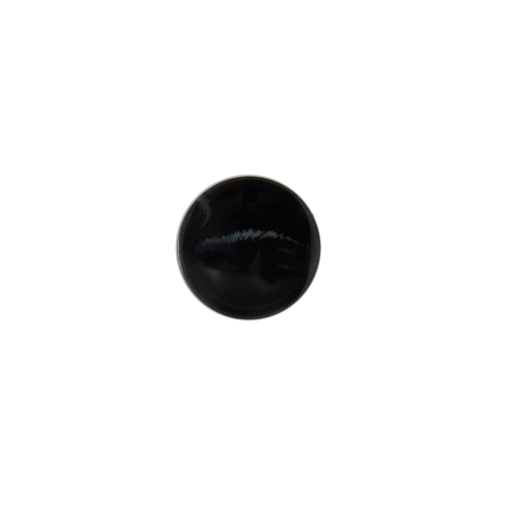 Italian Black Glossy Shank Back Button - 18L/11.5mm